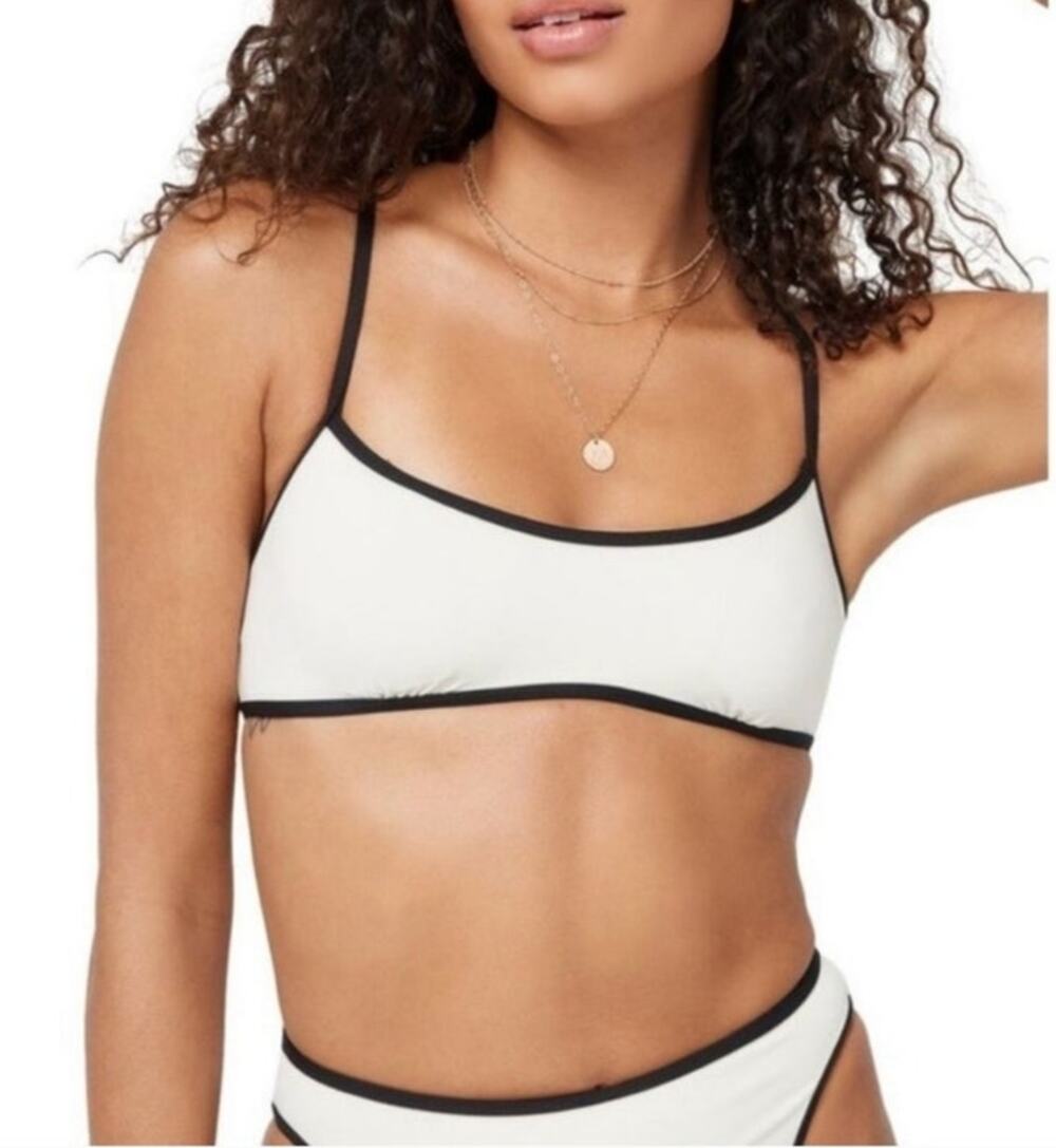 L*Space Pamela Bikini Top Racerback in Cream Black Size Medium NWT